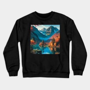 Lake in Autumn with Distant Mountains Crewneck Sweatshirt